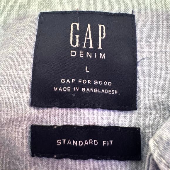 GAP Short sleeve lightweight Denim Button up shirt sz L - Picture 4 of 5